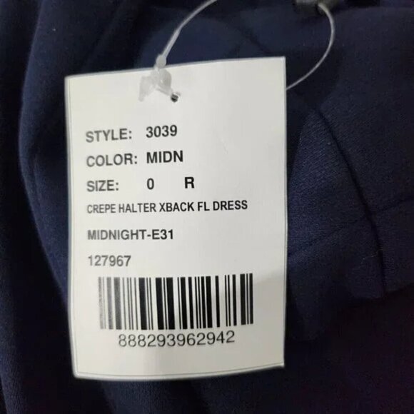 2/$50 Dessy Collection Midnight Crepe Halter X-Back Dress Size 0 | Formal - Picture 6 of 7